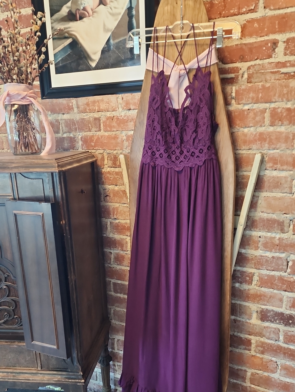Free People Plum Lace Bodice Maxi Dress